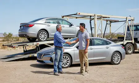 Vehicle owner beside their delivered car in Apache Junction, Arizona, United States