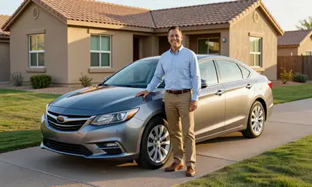 Customer with their delivered car in Avondale, Arizona, United States