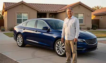 Car delivered to a driveway in Avondale, Arizona, United States