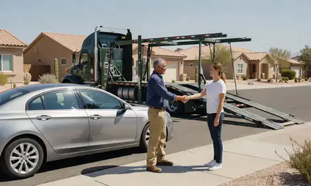 Vehicle owner beside their delivered car in Avondale, Arizona, United States