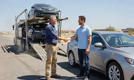 Vehicle owner beside their delivered car in Buckeye, Arizona, United States