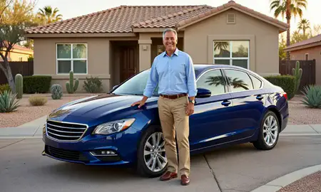Customer with their delivered car in Bullhead City, Arizona, United States