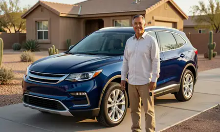 Car delivered to a driveway in Bullhead City, Arizona, United States