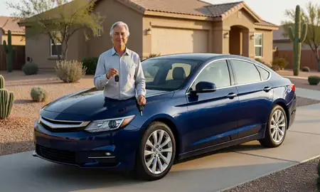 Car delivered to a driveway in Casa Grande, Arizona, United States