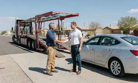 Vehicle owner beside their delivered car in Casa Grande, Arizona, United States