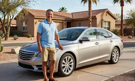 Customer with their delivered car in Casas Adobes, Arizona, United States