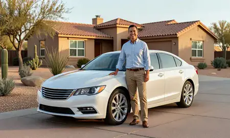 Customer with their delivered car in Catalina Foothills, Arizona, United States