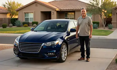 Car delivered to a driveway in Chandler, Arizona, United States