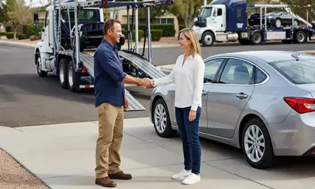 Vehicle owner beside their delivered car in Chandler, Arizona, United States