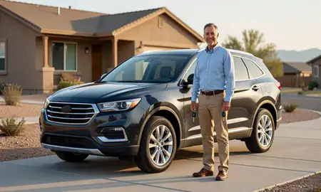 Car delivered to a driveway in Flagstaff, Arizona, United States