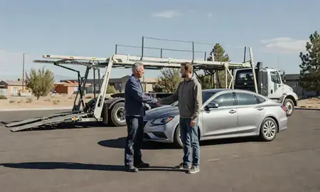 Vehicle owner beside their delivered car in Flagstaff, Arizona, United States