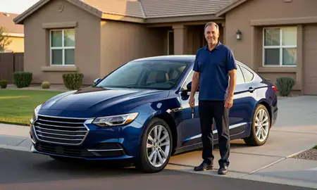 Car delivered to a driveway in Gilbert, Arizona, United States