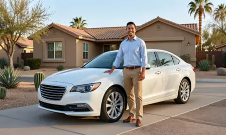 Customer with their delivered car in Glendale, Arizona, United States