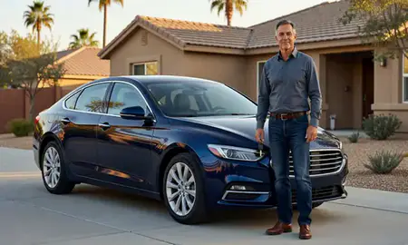 Car delivered to a driveway in Glendale, Arizona, United States