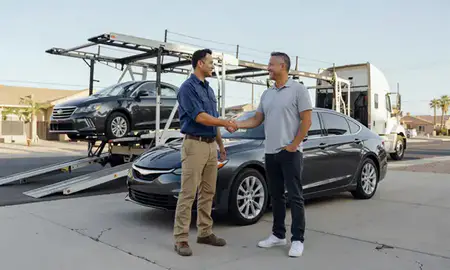 Vehicle owner beside their delivered car in Glendale, Arizona, United States
