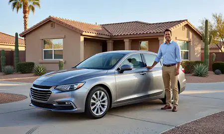 Customer with their delivered car in Goodyear, Arizona, United States