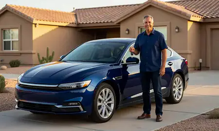 Car delivered to a driveway in Goodyear, Arizona, United States