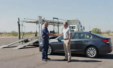 Vehicle owner beside their delivered car in Goodyear, Arizona, United States
