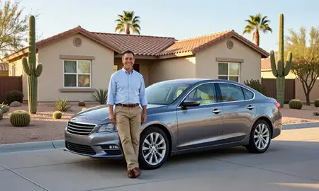 Customer with their delivered car in Lake Havasu City, Arizona, United States