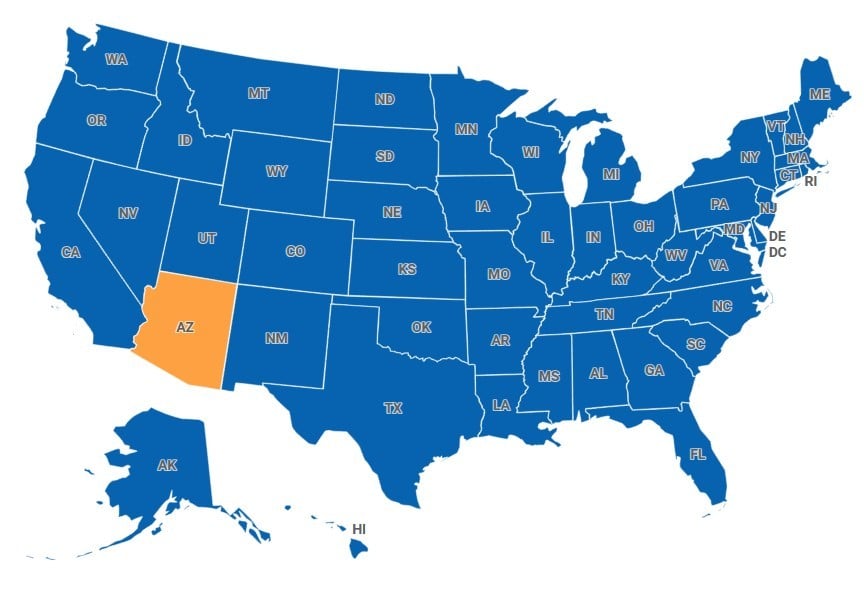 Map of Arizona, USA