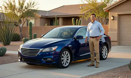 Car delivered to a driveway in Maricopa, Arizona, United States