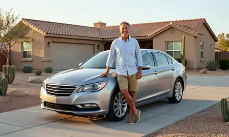 Customer with their delivered car in Mesa, Arizona, United States