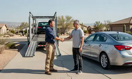 Vehicle owner beside their delivered car in Mesa, Arizona, United States