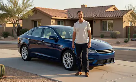 Car delivered to a driveway in Oro Valley, Arizona, United States