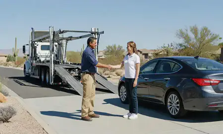 Vehicle owner beside their delivered car in Oro Valley, Arizona, United States