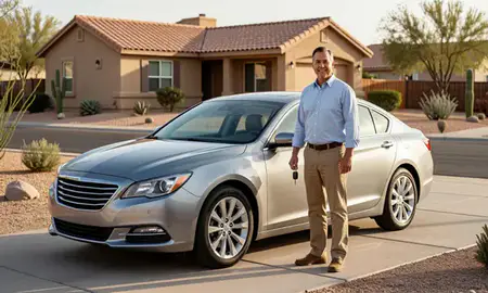 Car delivered to a driveway in Phoenix, Arizona, United States