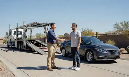 Vehicle owner beside their delivered car in Phoenix, Arizona, United States