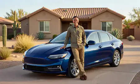 Customer with their delivered car in Prescott Valley, Arizona, United States