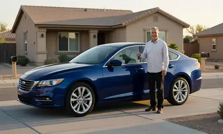 Car delivered to a driveway in Prescott Valley, Arizona, United States
