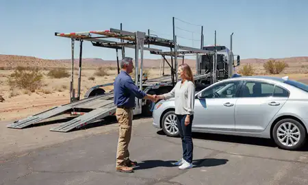 Vehicle owner beside their delivered car in Prescott Valley, Arizona, United States