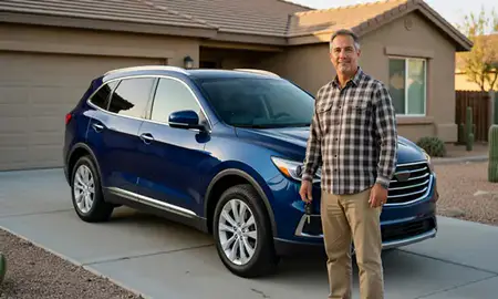 Car delivered to a driveway in Prescott, Arizona, United States