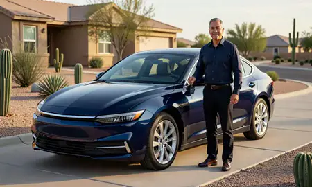 Car delivered to a driveway in Queen Creek, Arizona, United States