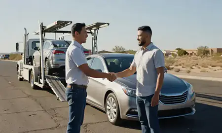 Vehicle owner beside their delivered car in Queen Creek, Arizona, United States