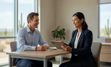 Customer discussing car shipping options in Queen Creek, Arizona, United States