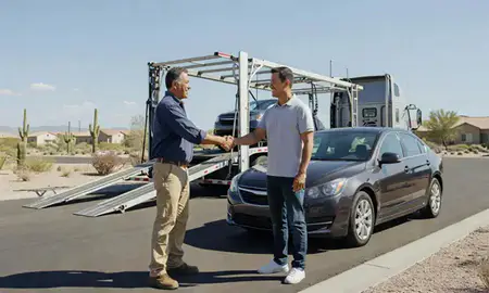 Vehicle owner beside their delivered car in San Tan Valley, Arizona, United States