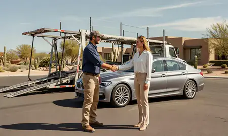 Vehicle owner beside their delivered car in Scottsdale, Arizona, United States