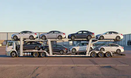 Car transporter parked in an industrial area of Scottsdale, Arizona, United States