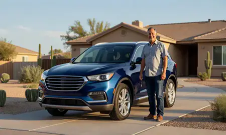 Car delivered to a driveway in Sierra Vista, Arizona, United States