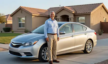Customer with their delivered car in Sun City, Arizona, United States