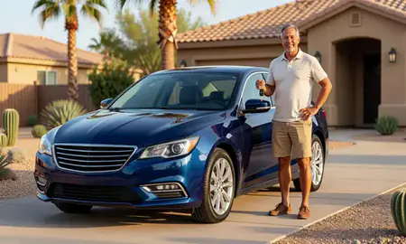 Car delivered to a driveway in Sun City, Arizona, United States