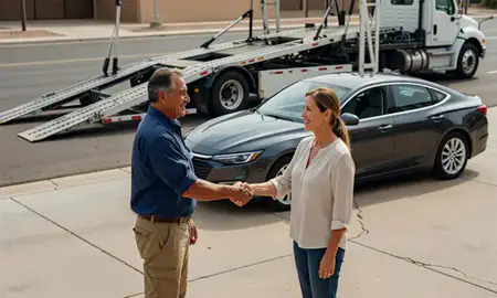 Vehicle owner beside their delivered car in Sun City, Arizona, United States