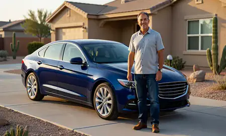 Car delivered to a driveway in Surprise, Arizona, United States