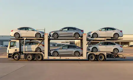 Car transporter parked in an industrial area of Surprise, Arizona, United States
