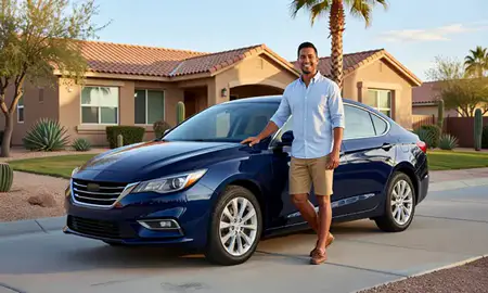 Customer with their delivered car in Tempe, Arizona, United States