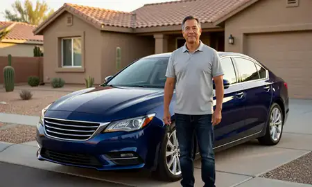 Car delivered to a driveway in Tempe, Arizona, United States