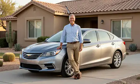 Customer with their delivered car in Tucson, Arizona, United States